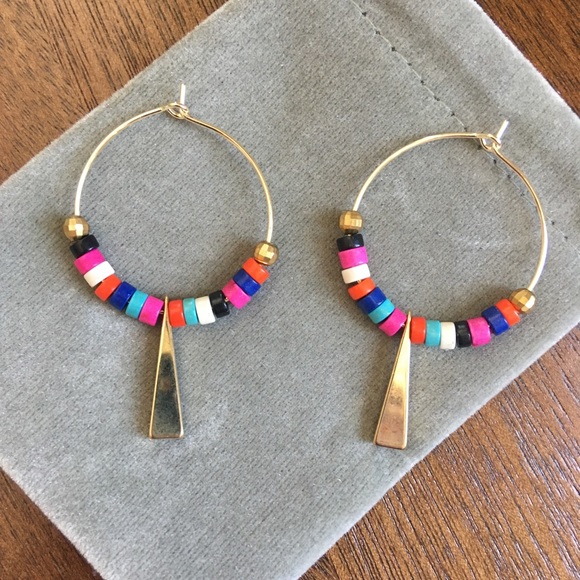 Jewelry - New Gold Hoop Beaded Earrings